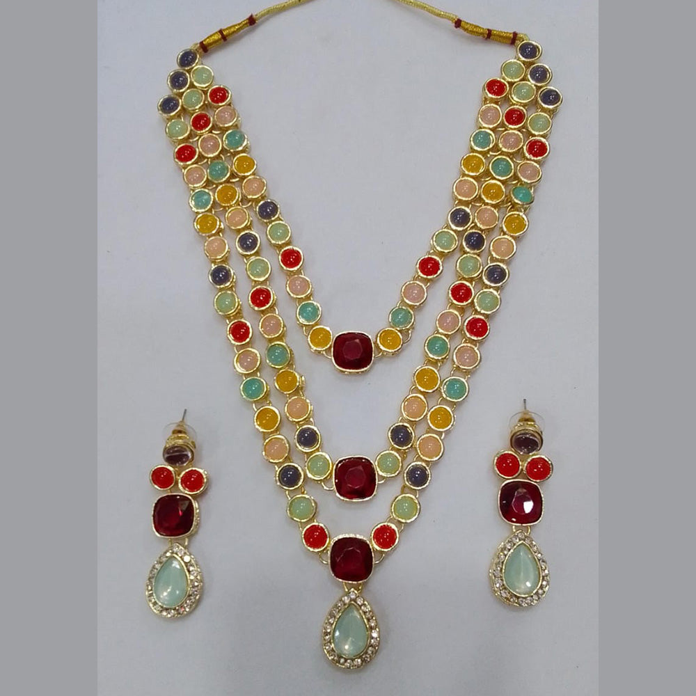 Midas Touch Gold Plated Multi Layer Long Necklace Set