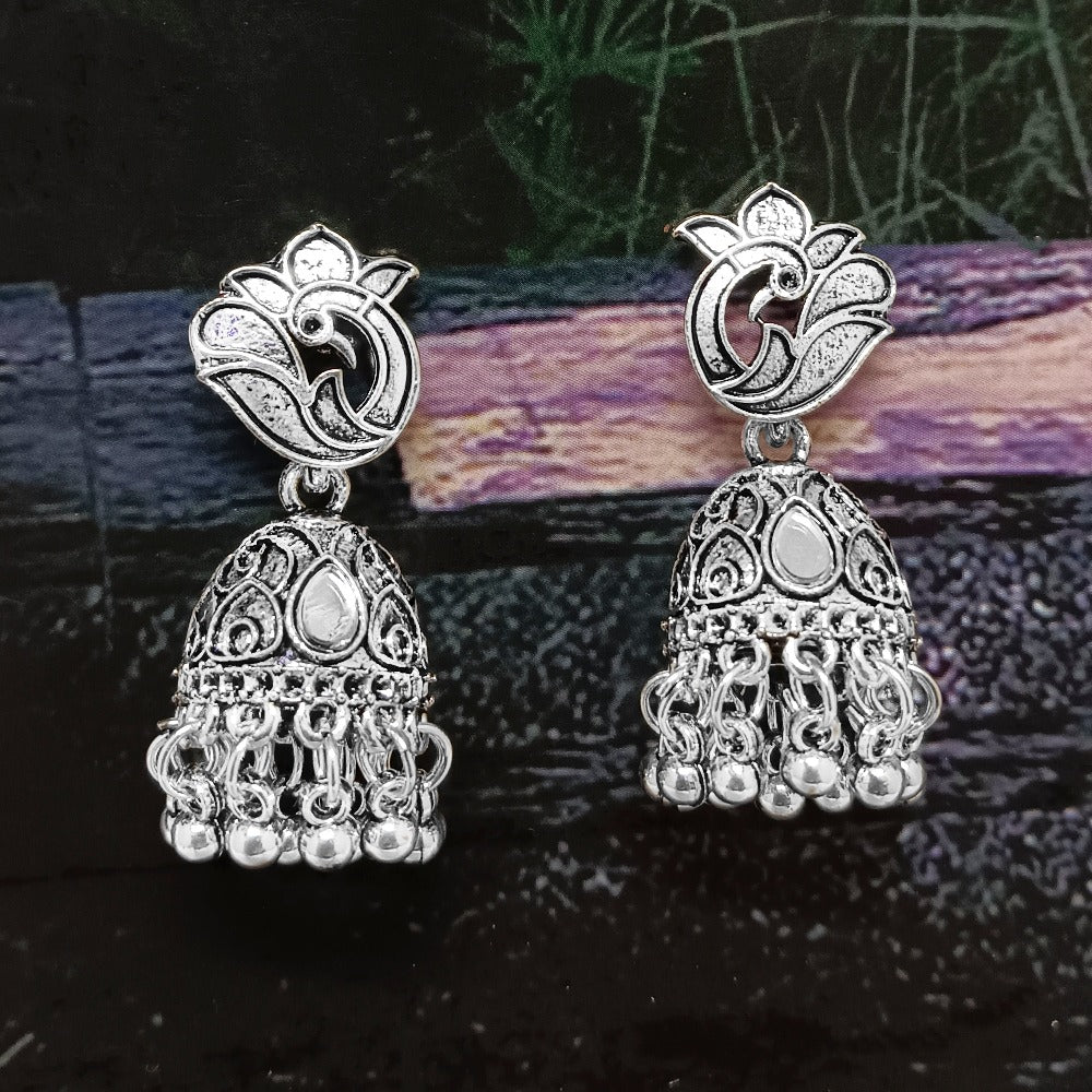 Bhavi Jewels Oxidized Plated Jhumki Earrings
