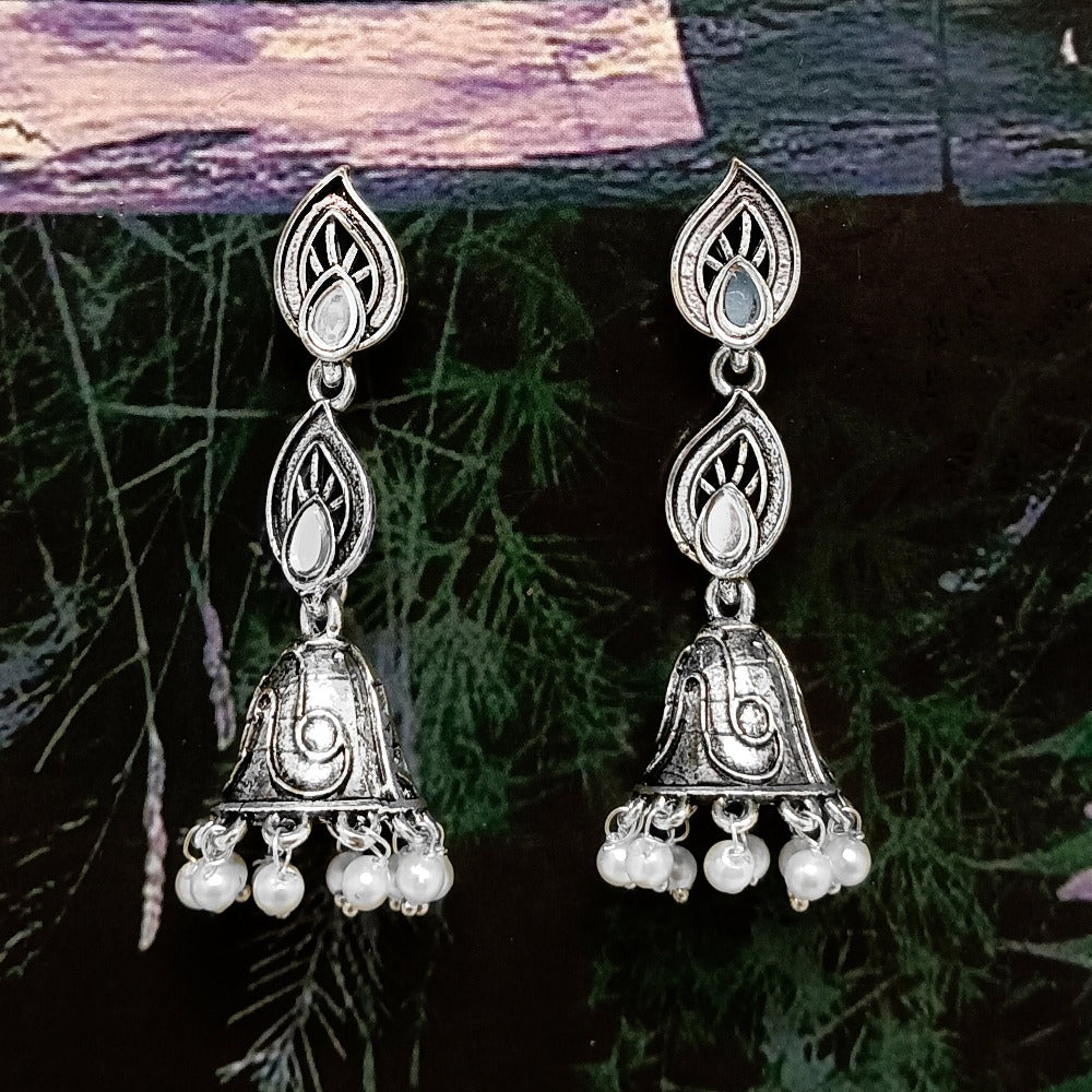 Bhavi Jewels Oxidized Plated Jhumki Earrings