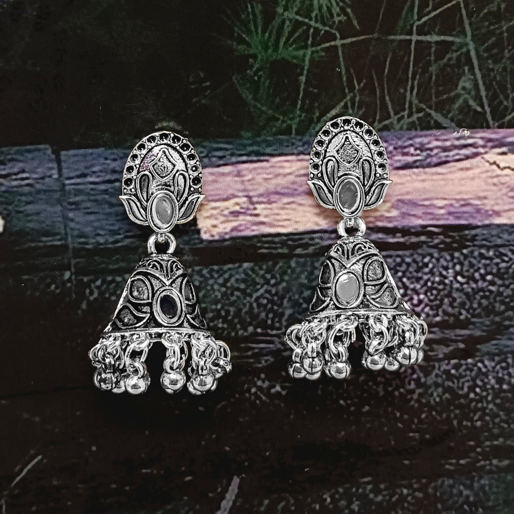 Bhavi Jewels Oxidized Plated Jhumki Earrings