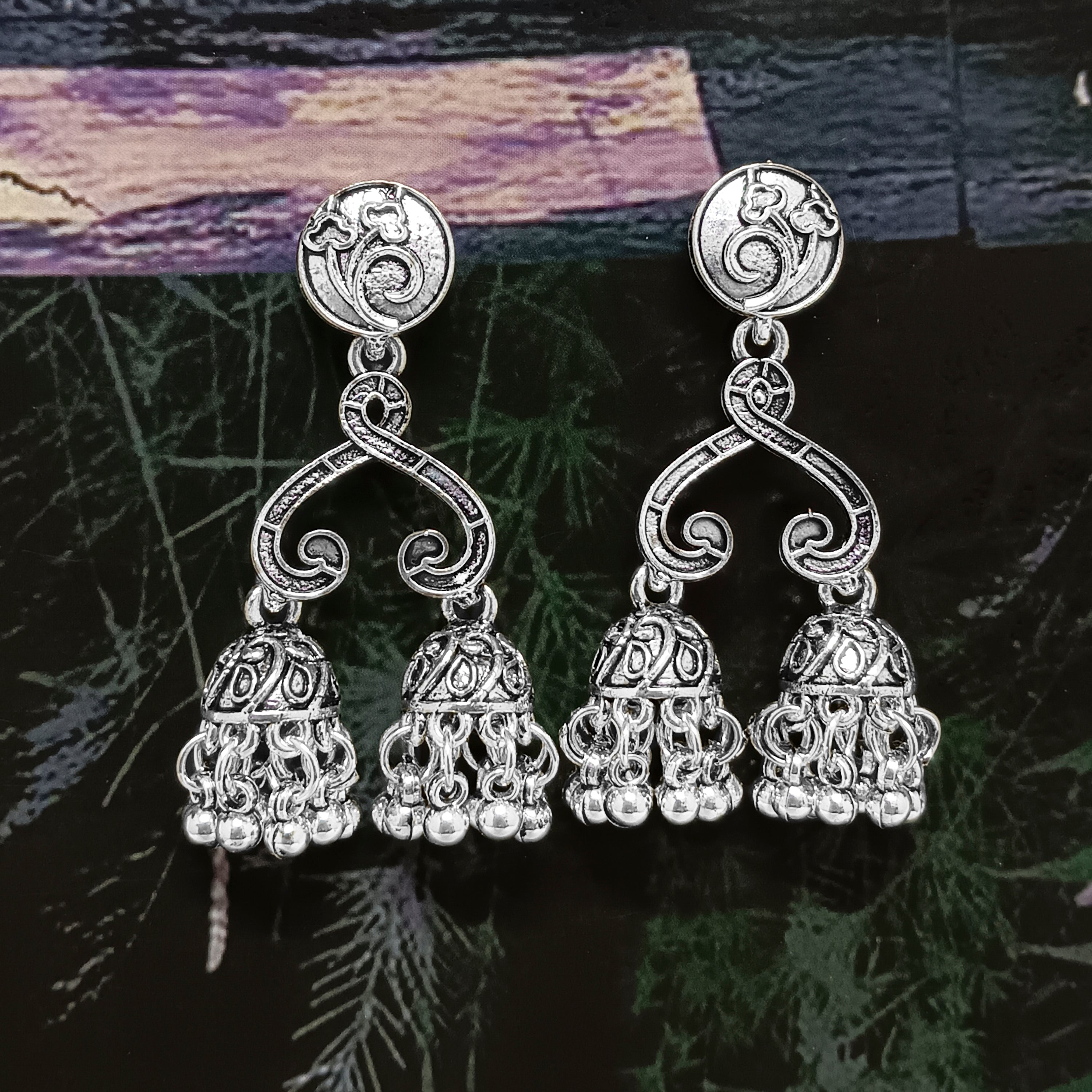 Bhavi Jewels Oxidized Plated Jhumki Earrings