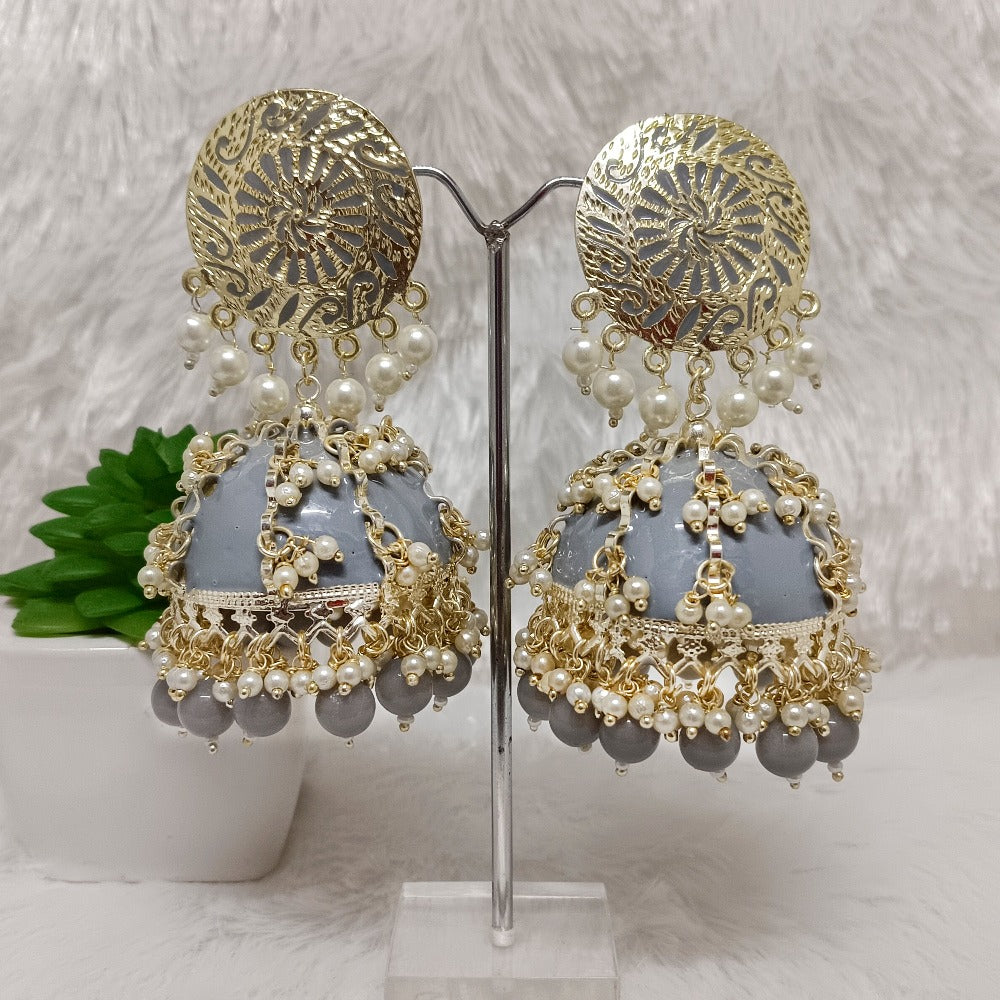 Bhavi Jewels Gold Plated Meenakari Jhumki Earrings