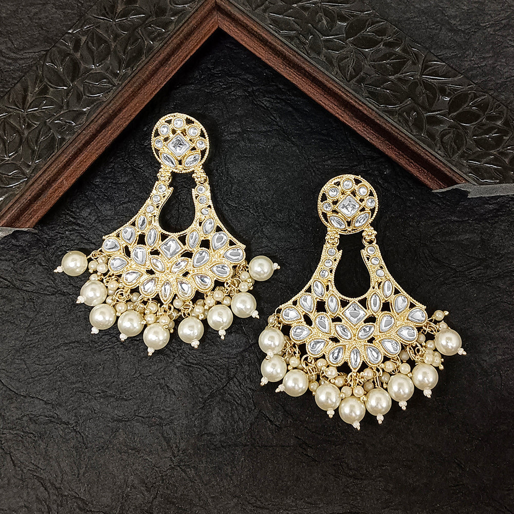 Bhavi Jewels Gold Plated Kundan Stone Dangler Earrings