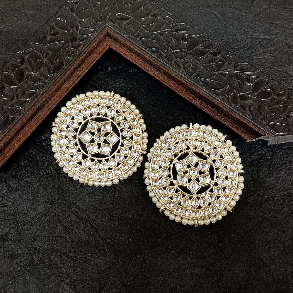 Bhavi Jewels Gold Plated Kundan Stone Stud Earrings