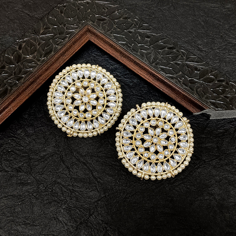 Bhavi Jewels Gold Plated Kundan Stone Stud Earrings