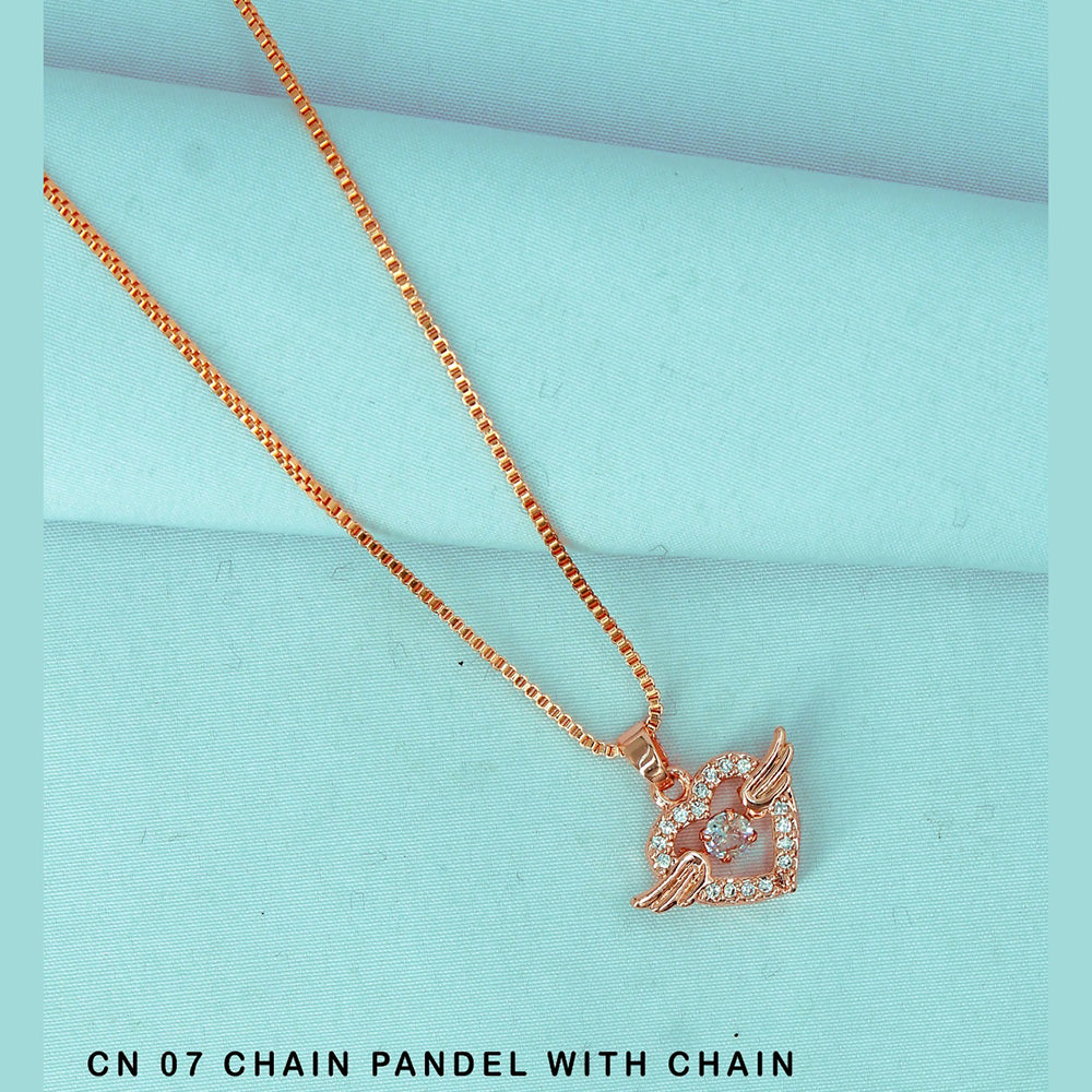Mahavir Austrian Stone Rose Gold Plated Chain Pendant