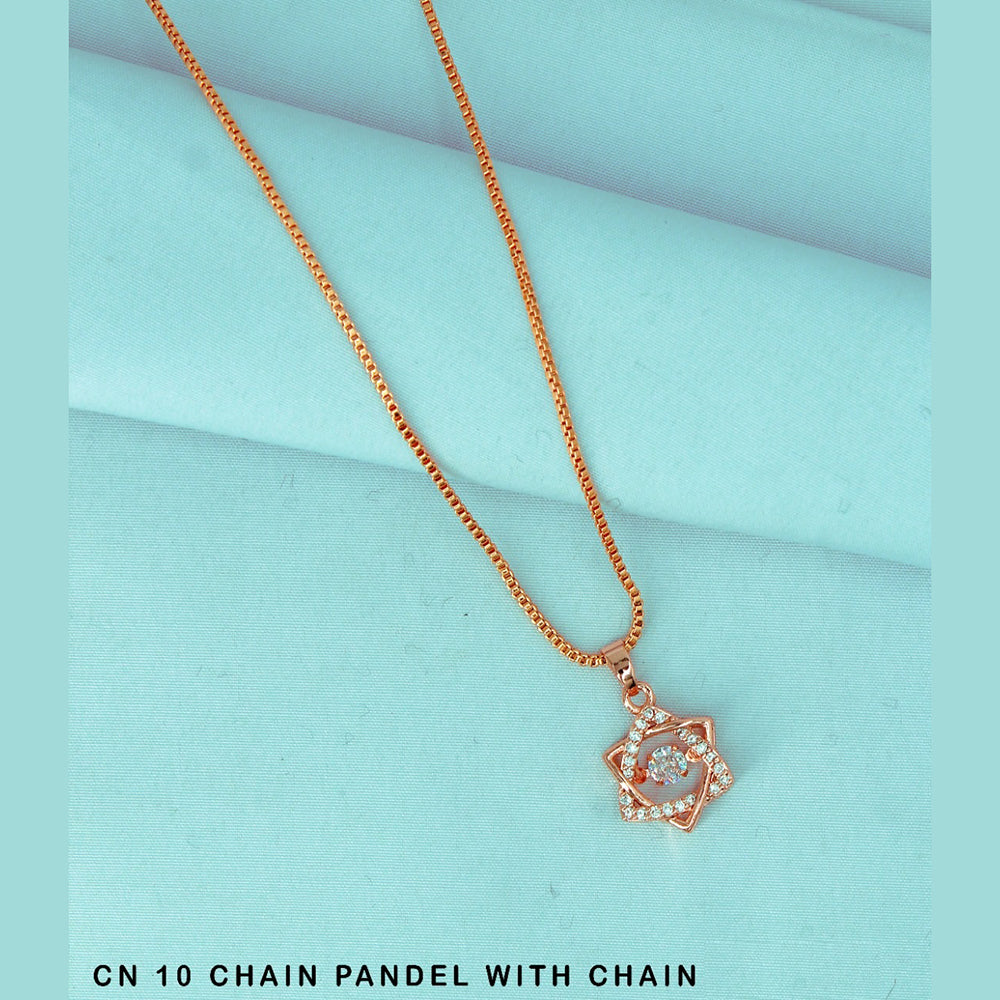 Mahavir Austrian Stone Rose Gold Plated Chain Pendant
