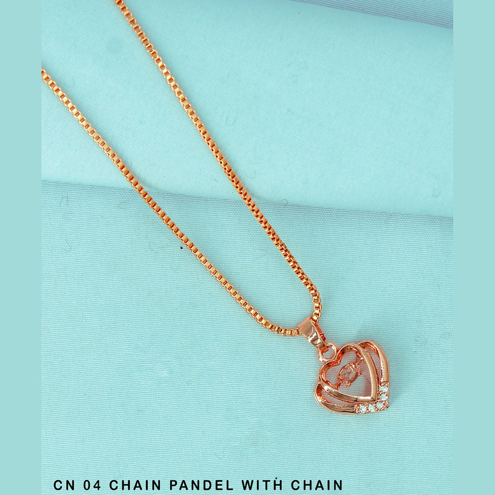 Mahavir Austrian Stone Rose Gold Plated Chain Pendant