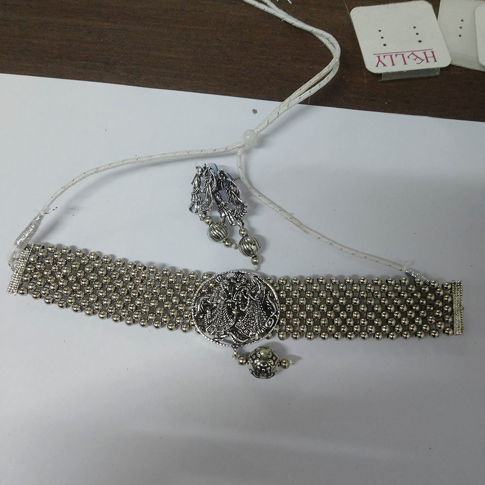 Bhavi Jewels Oxidized Plated Necklace Set