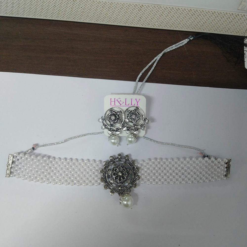 Bhavi Jewels Oxidized Plated Necklace Set