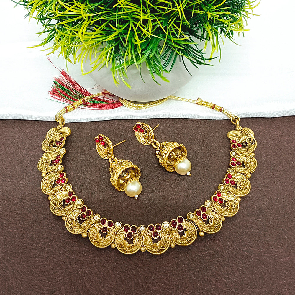 Matchit Pota Stone Gold Plated Necklace Set - JW-10161036PK