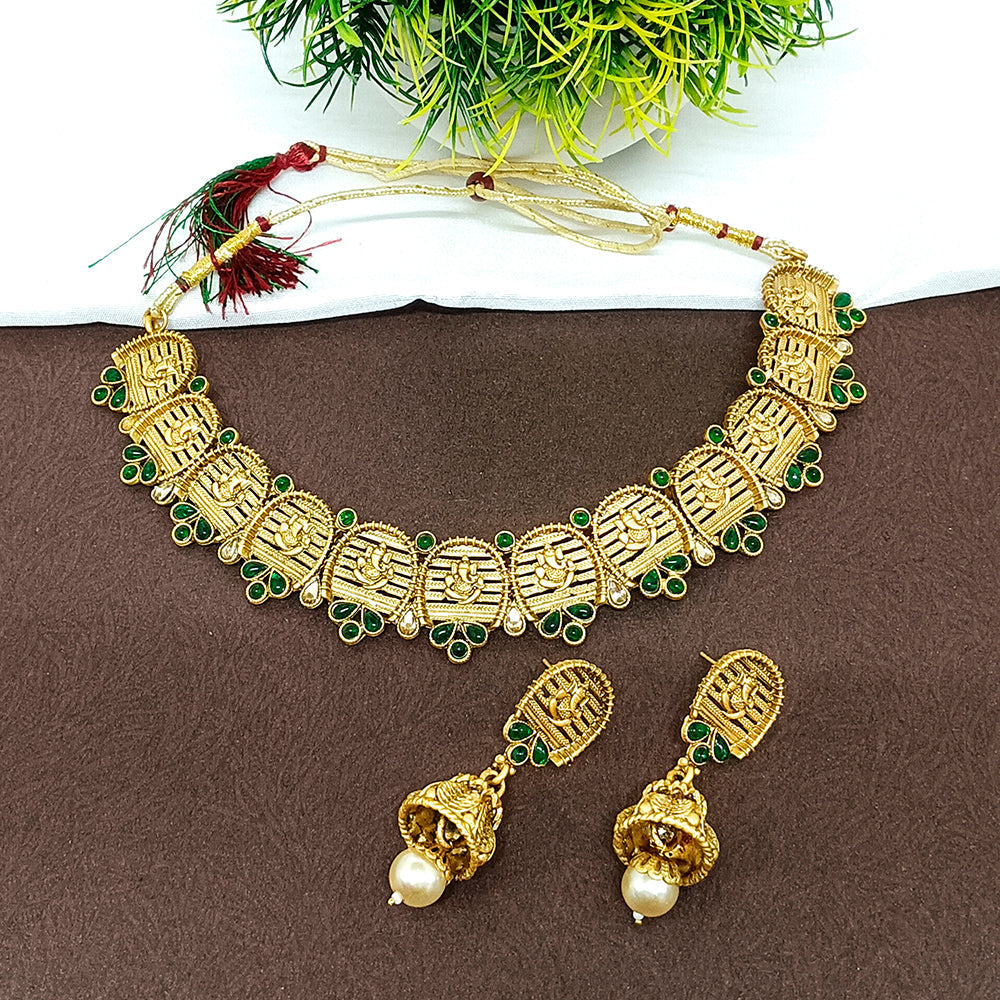 Matchit Pota Stone Gold Plated Necklace Set - JW-10161040GR