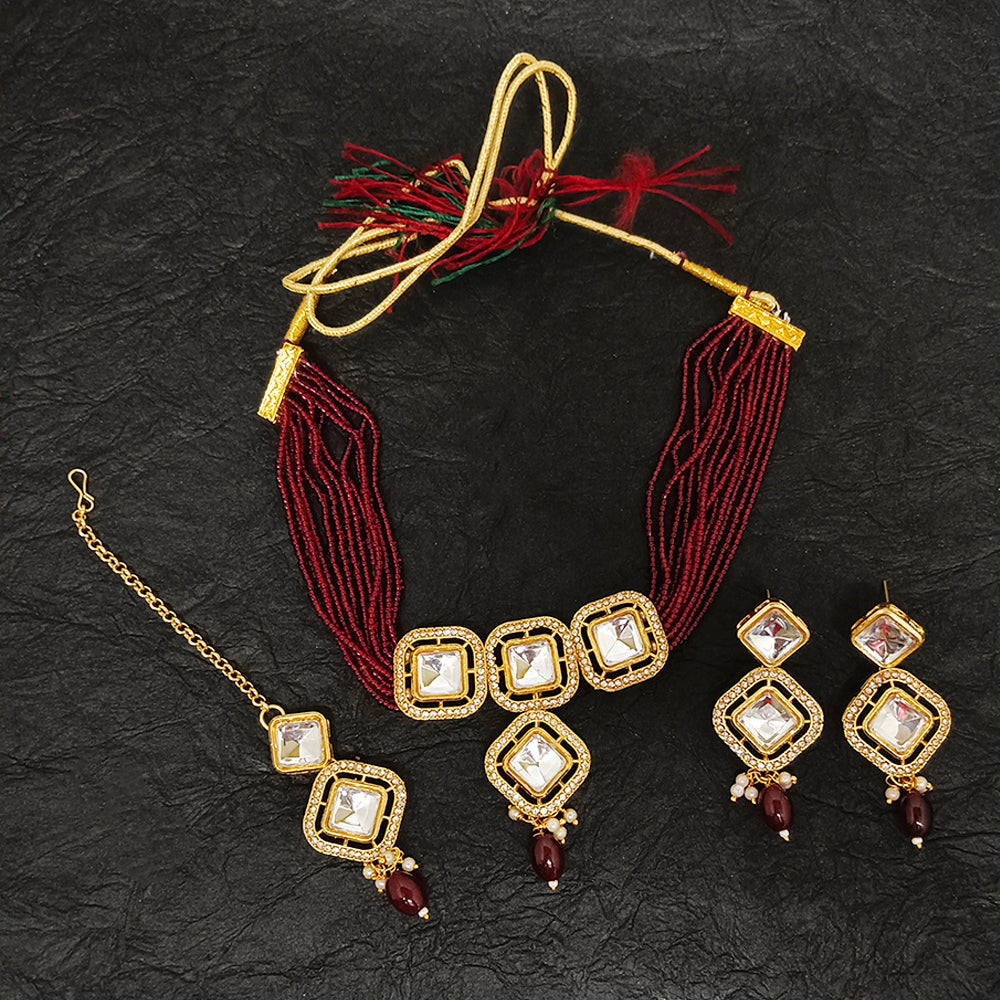 Bhavi Jewels Gold Plated Crystal Stone Choker Necklace Set