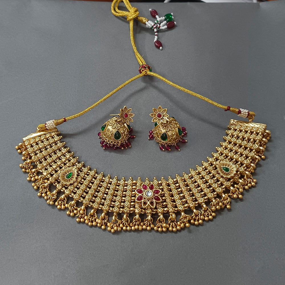 Matchit Pota Stone Gold Plated Necklace Set - JW-10231075PGR