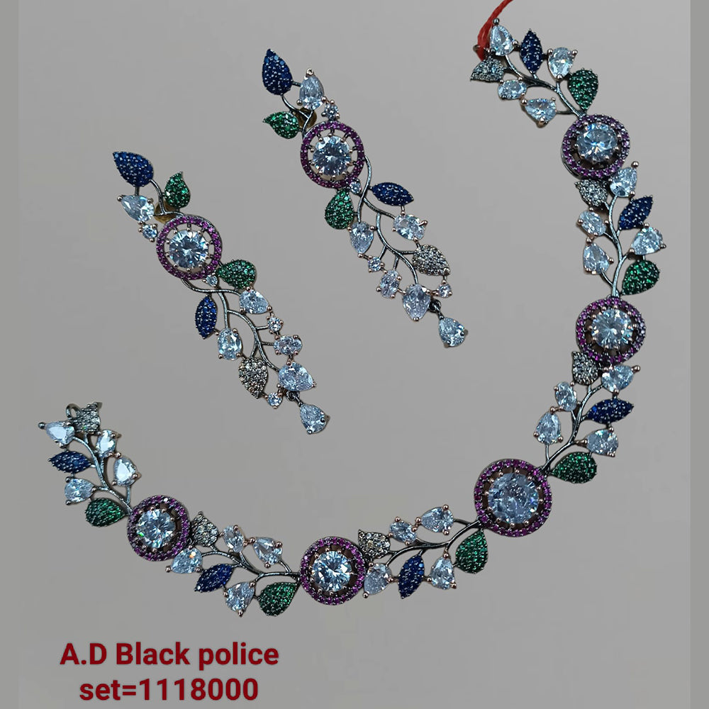 Padmawati Bangles Black Polish AD Stone Choker Necklace Set