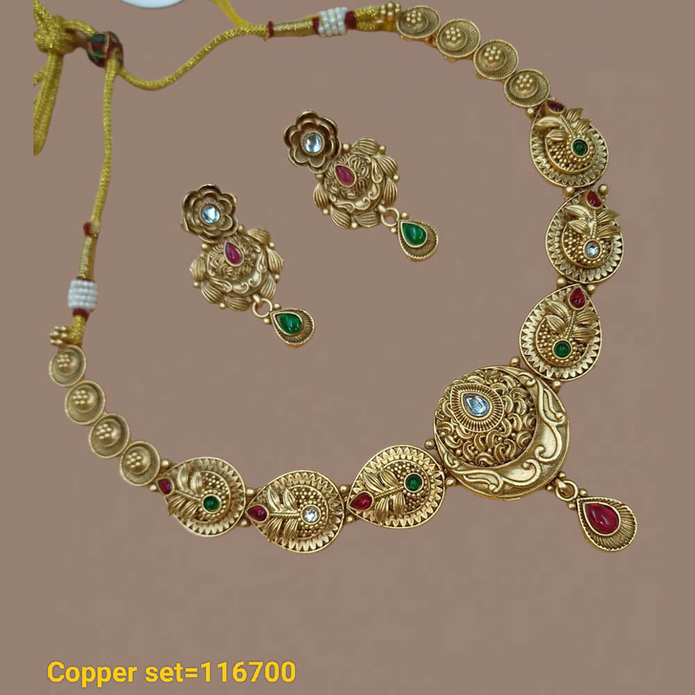 Pota Stone Gold Plated Choker Necklace Set - 10311302