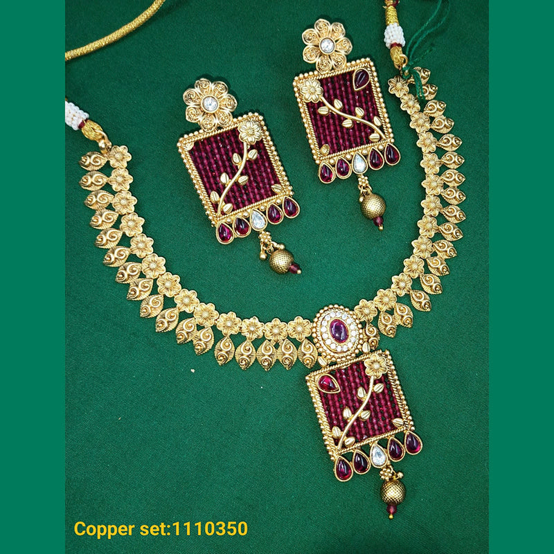 Padmawati Bangles Copper Pota Stone Necklace Set