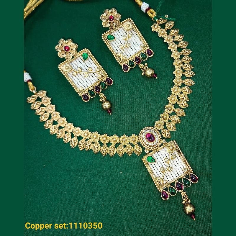 Padmawati Bangles Copper Pota Stone Necklace Set