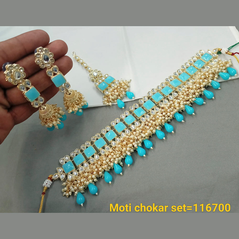 Padmavati Bangles Gold Plated Crystal Stone Choker Necklace Set