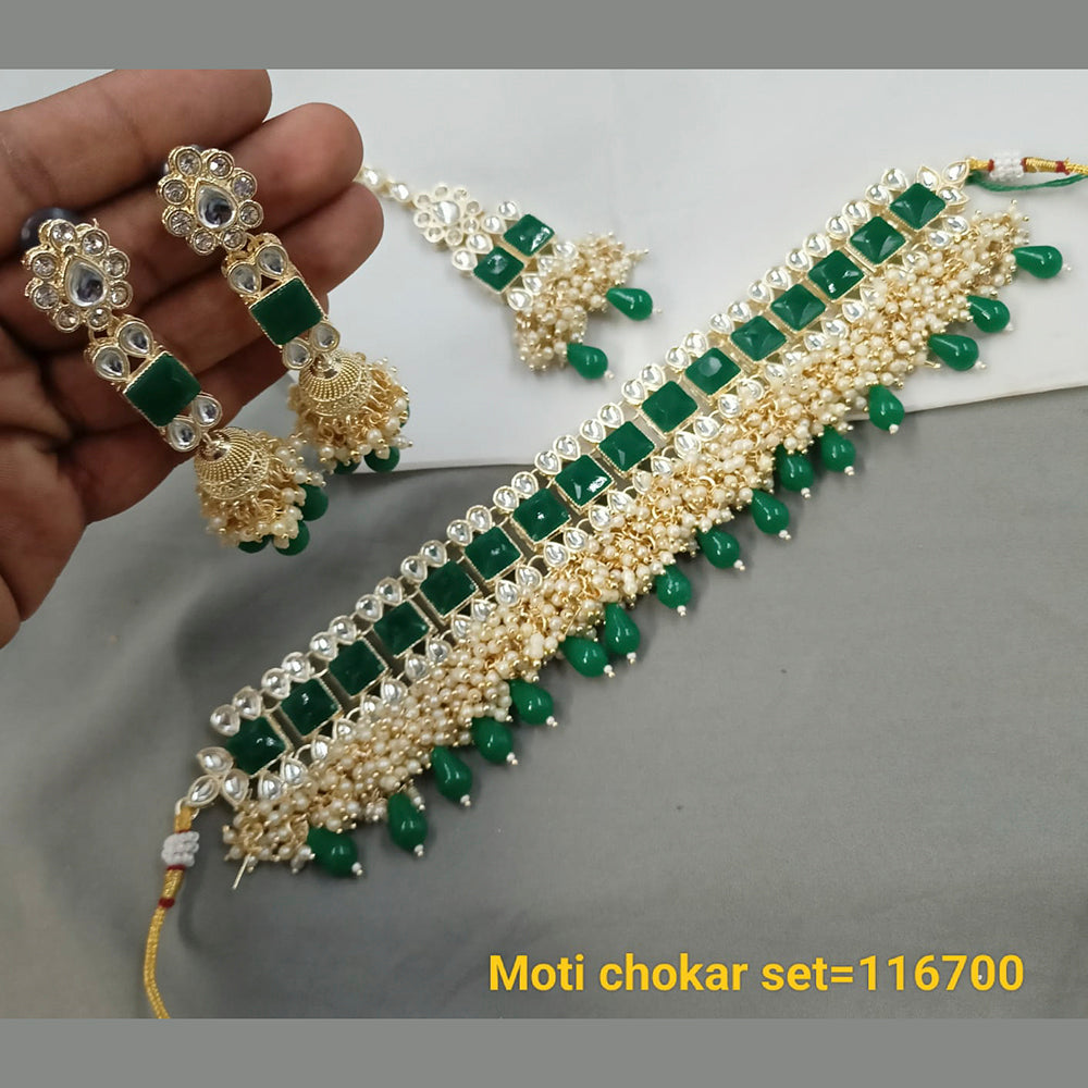 Padmavati Bangles Gold Plated Crystal Stone Choker Necklace Set