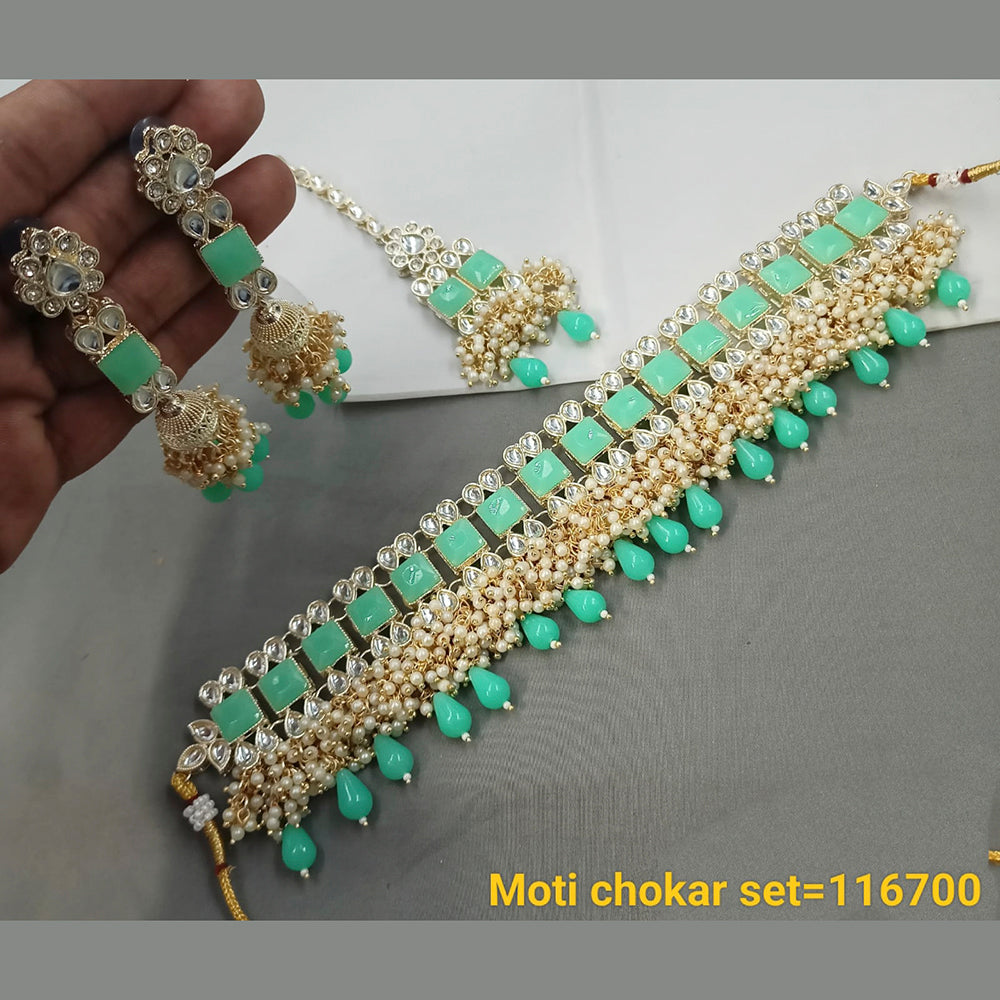 Padmavati Bangles Gold Plated Crystal Stone Choker Necklace Set