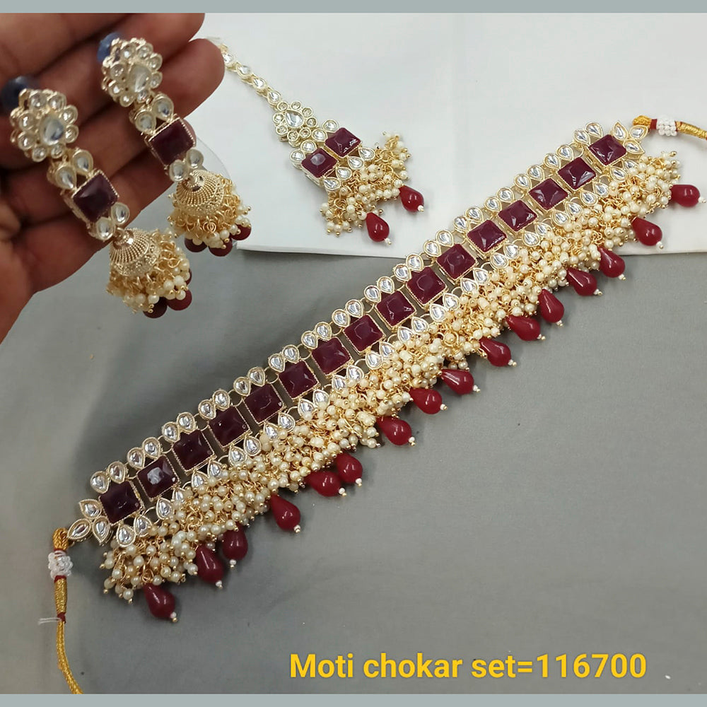 Padmavati Bangles Gold Plated Crystal Stone Choker Necklace Set