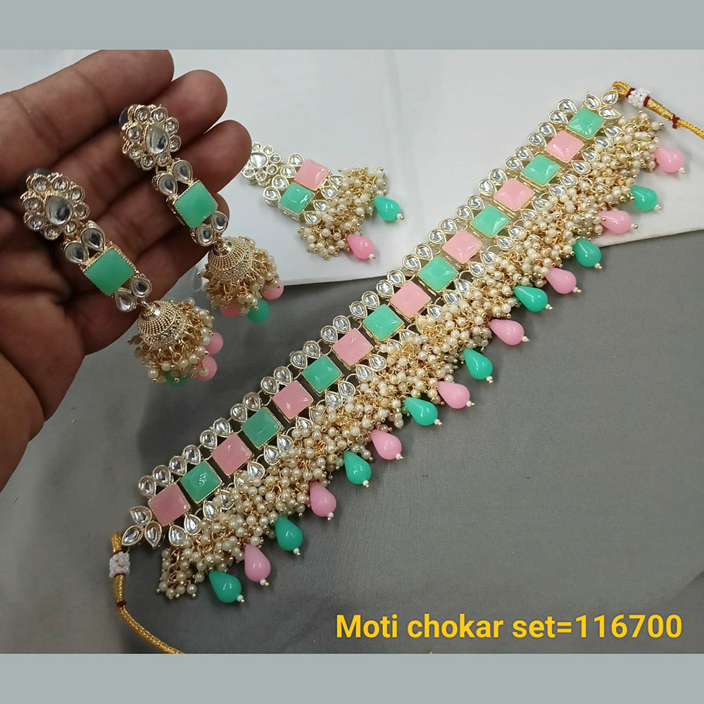 Padmavati Bangles Gold Plated Crystal Stone Choker Necklace Set