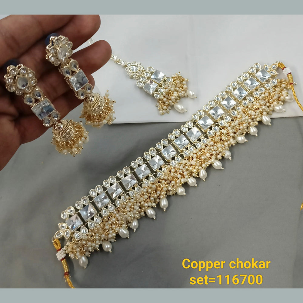 Padmavati Bangles Gold Plated Crystal Stone Choker Necklace Set