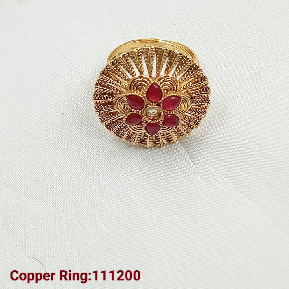 Padmawati Bangles Copper Gold Plated Pota Stone Adjustable Ring