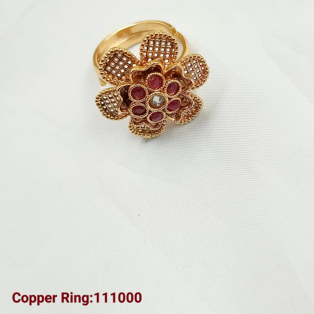 Padmawati Bangles Copper Gold Plated Pota Stone Adjustable Ring