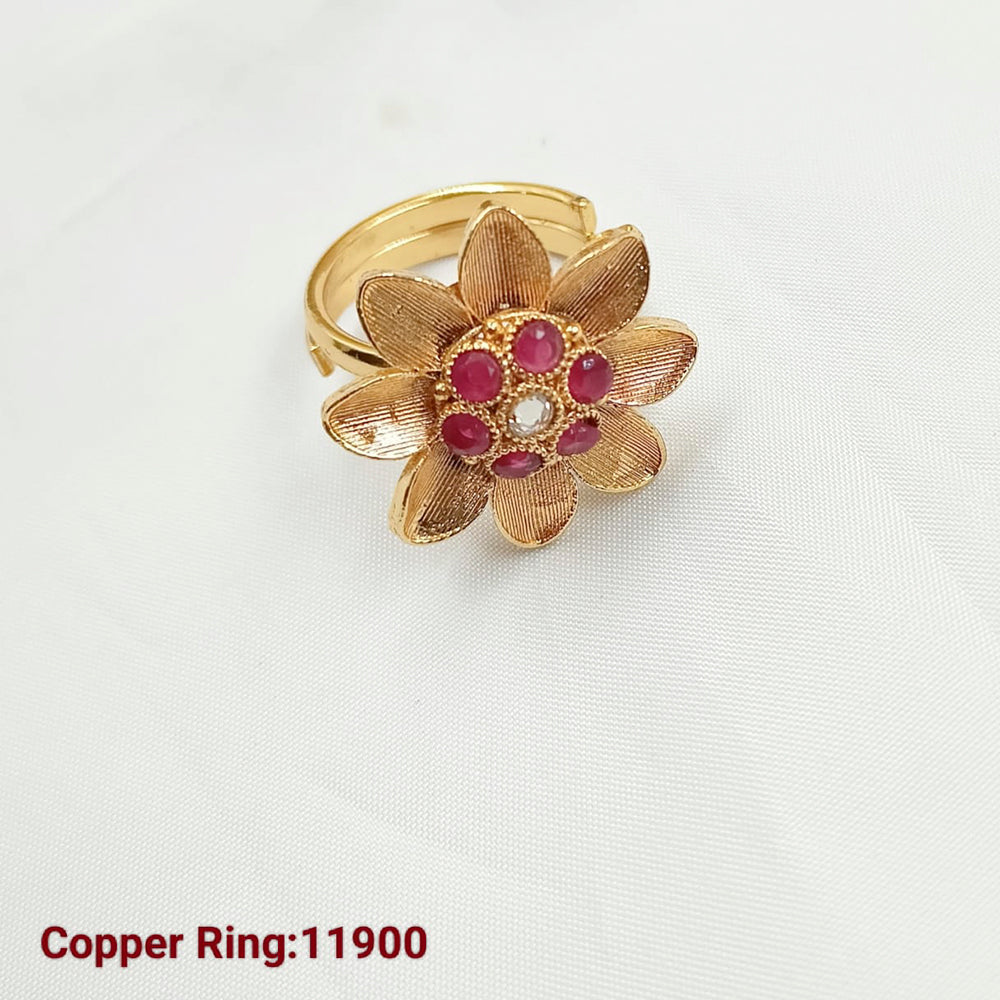 Padmawati Bangles Copper Gold Plated Pota Stone Adjustable Ring
