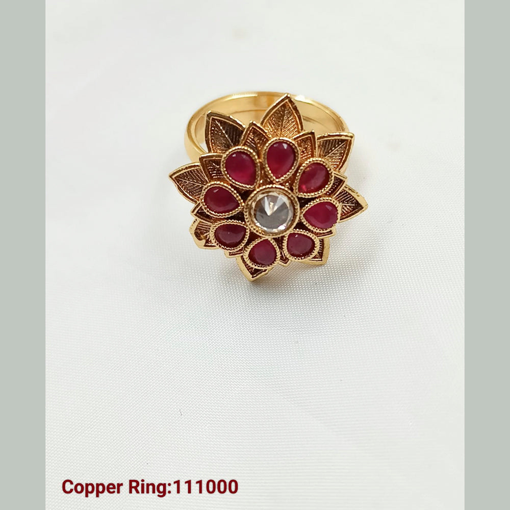 Padmawati Bangles Copper Gold Plated Pota Stone Adjustable Ring