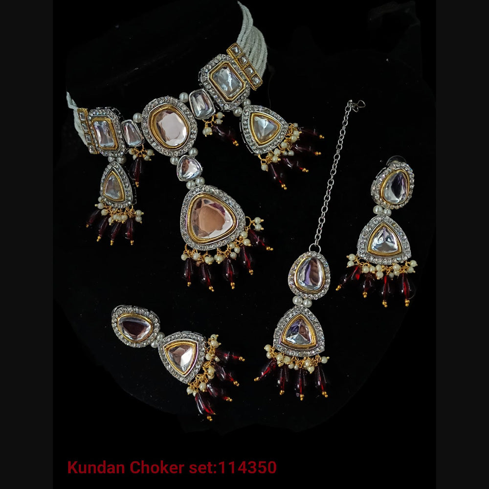 Padmawati Bangles 2 Tone Plated Kundan Choker Necklace Set