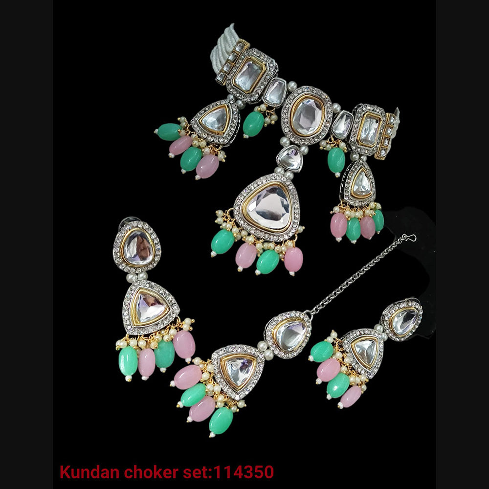 Padmawati Bangles 2 Tone Plated Kundan Choker Necklace Set