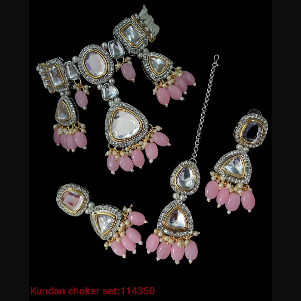 Padmawati Bangles 2 Tone Plated Kundan Choker Necklace Set