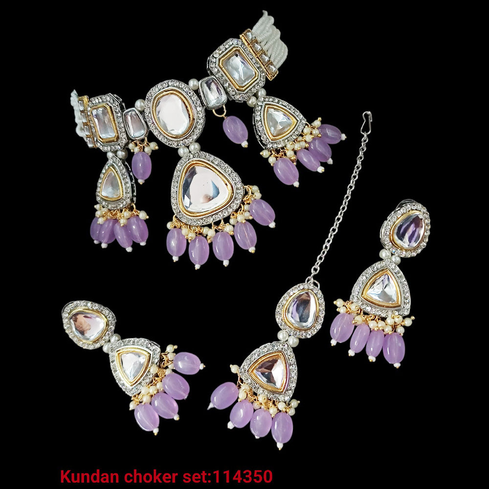 Padmawati Bangles 2 Tone Plated Kundan Choker Necklace Set