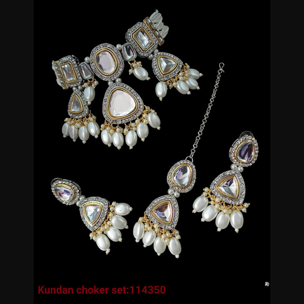Padmawati Bangles 2 Tone Plated Kundan Choker Necklace Set