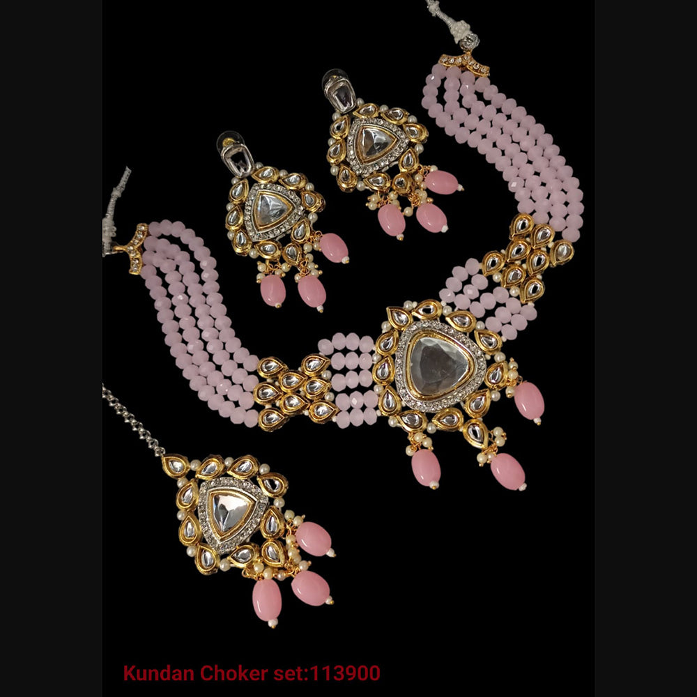 Padmawati Bangles 2 Tone Plated Kundan Choker Necklace Set