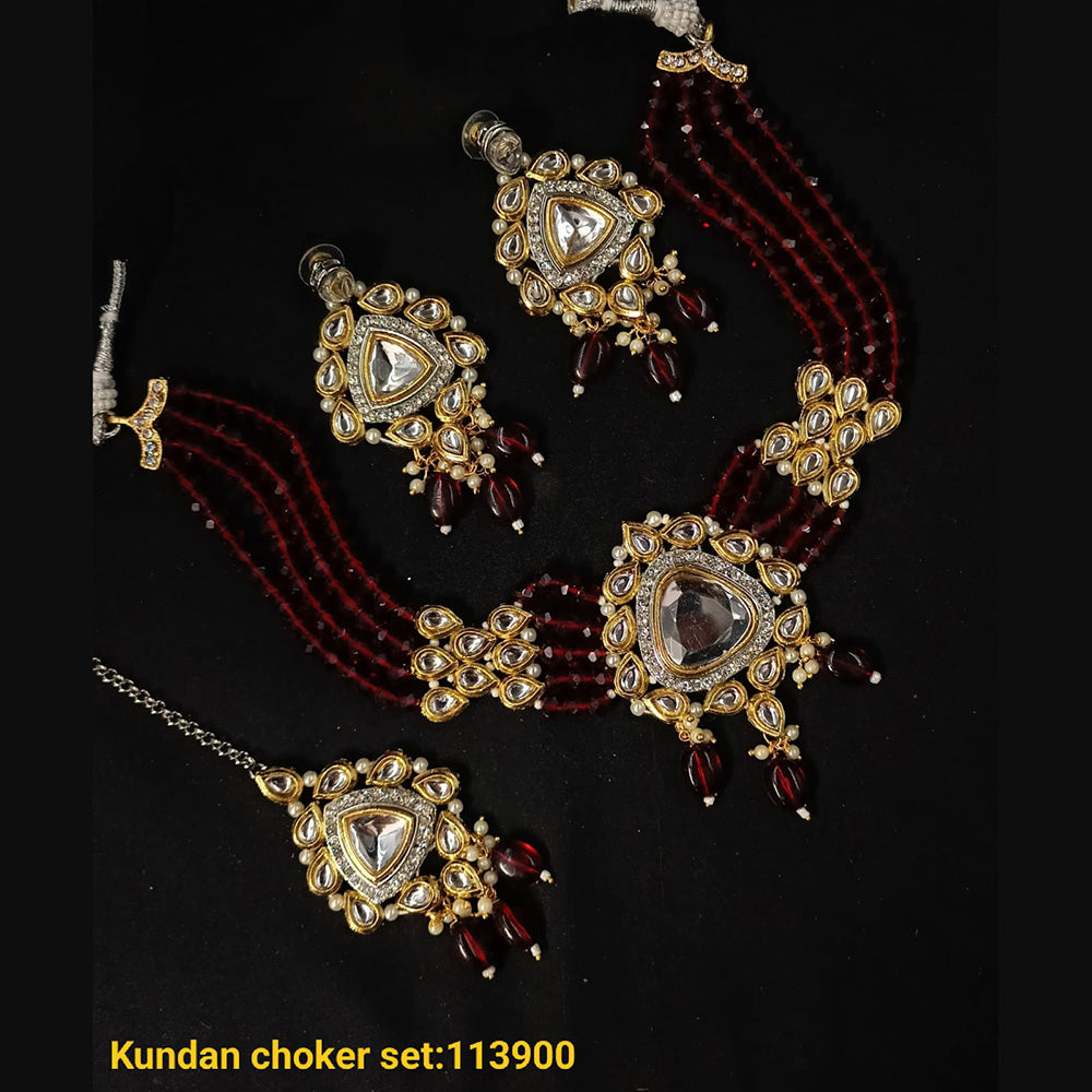 Padmawati Bangles 2 Tone Plated Kundan Choker Necklace Set