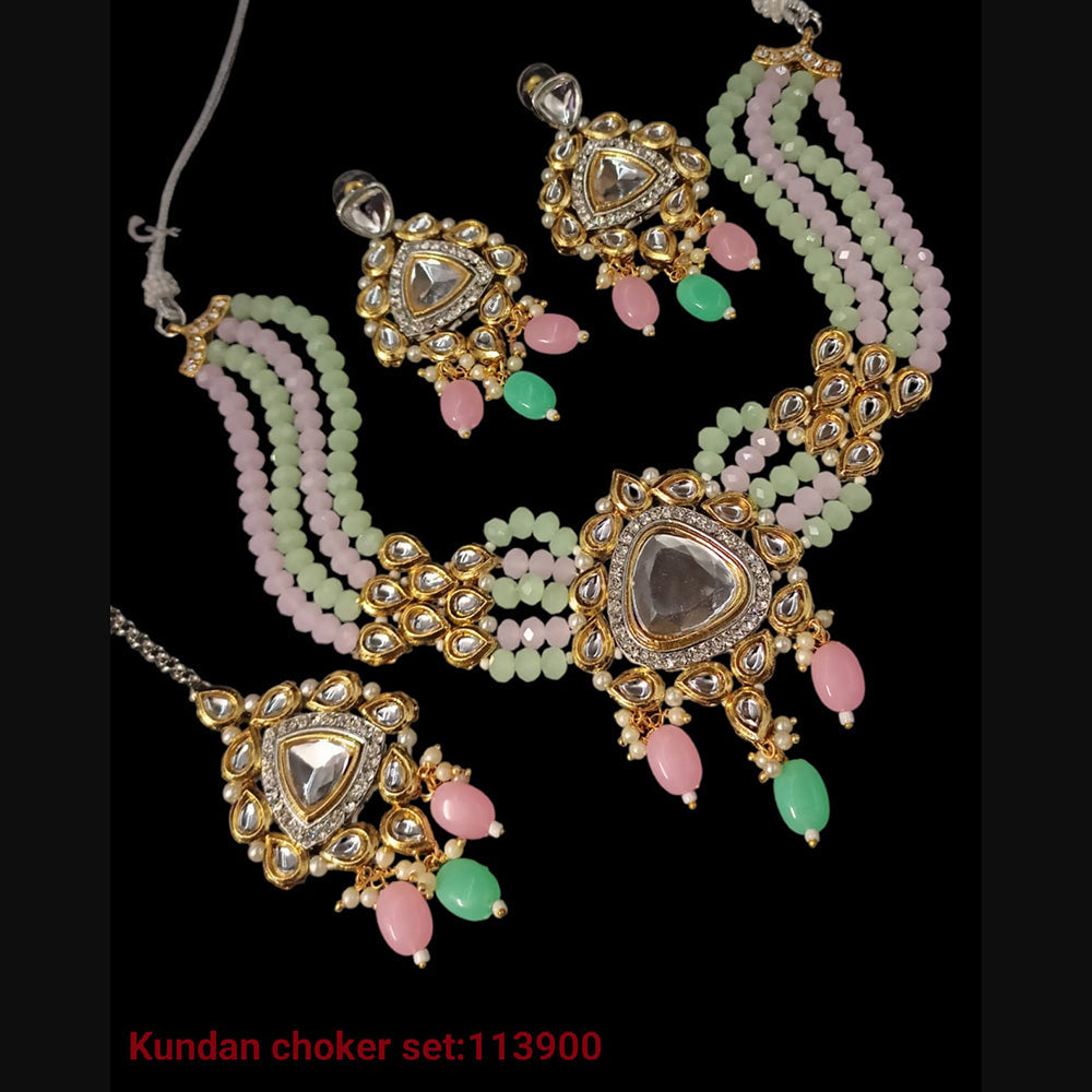 Padmawati Bangles 2 Tone Plated Kundan Choker Necklace Set