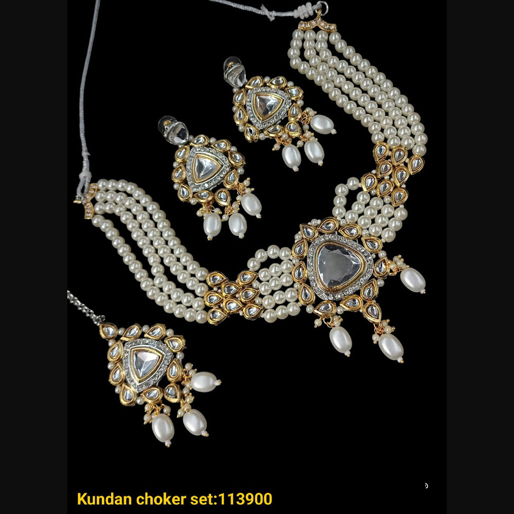 Padmawati Bangles 2 Tone Plated Kundan Choker Necklace Set