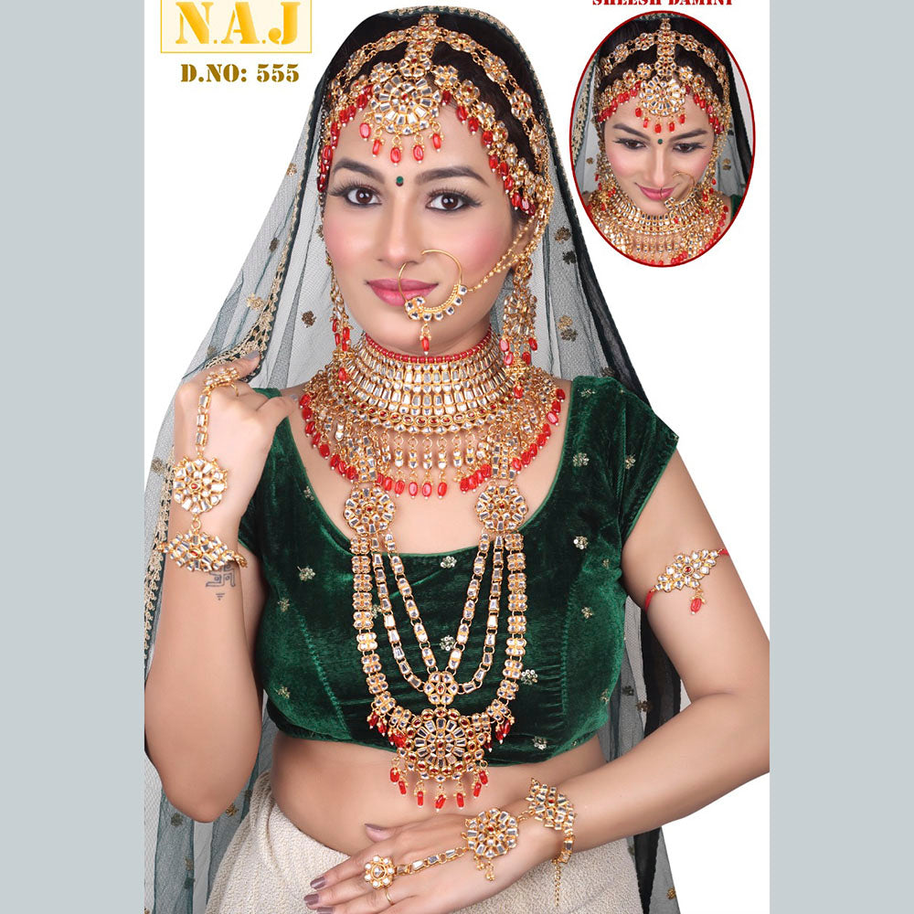 Neetu Art Gold Plated Kundan Bridal Jewellery Set for Women