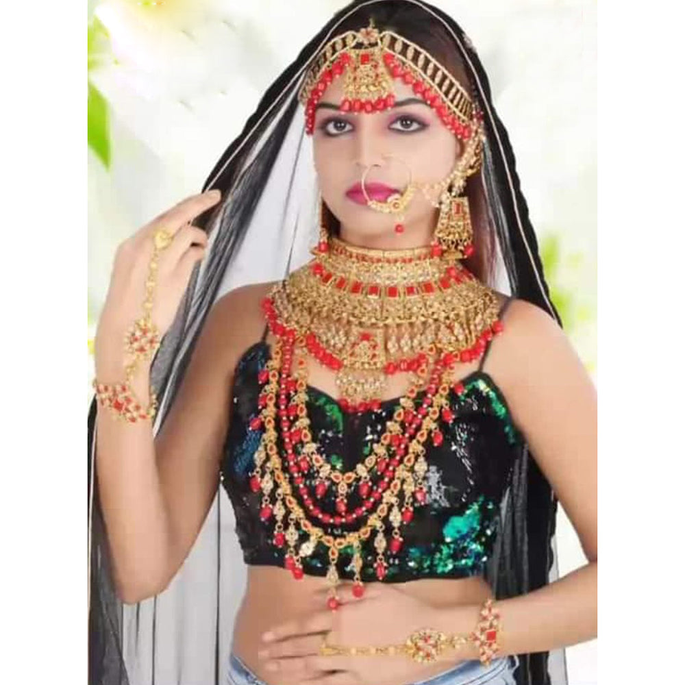 Neetu Art Gold Plated Austrian Stone Bridal Set