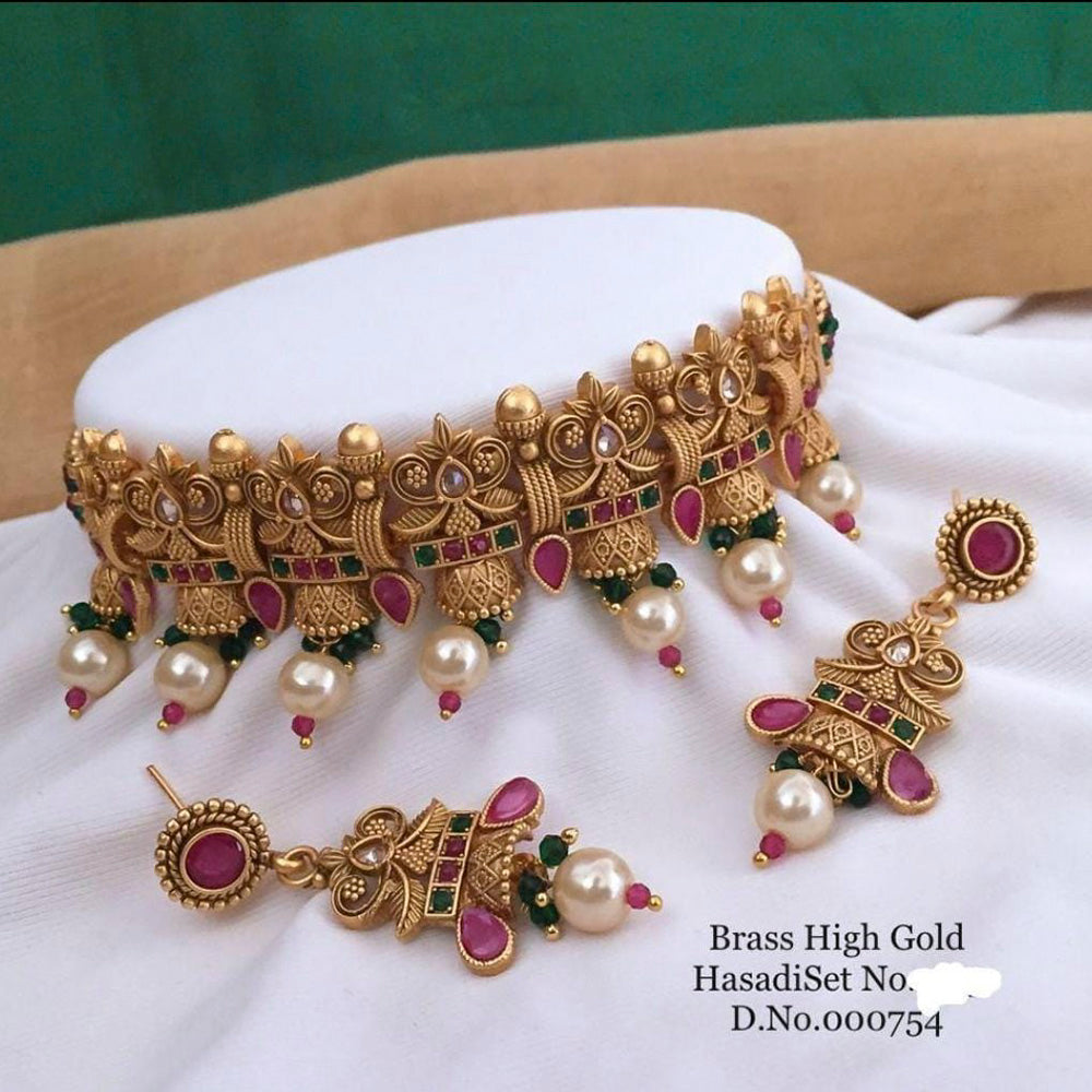 Sai Fashion Gold Plated Kundan Choker Necklace Set – JewelEMarket
