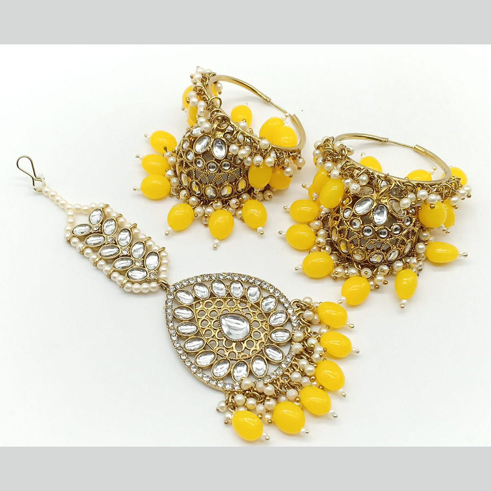 Sai Fashion Gold Plated Kundan Jhumki Earring With Maangtikka
