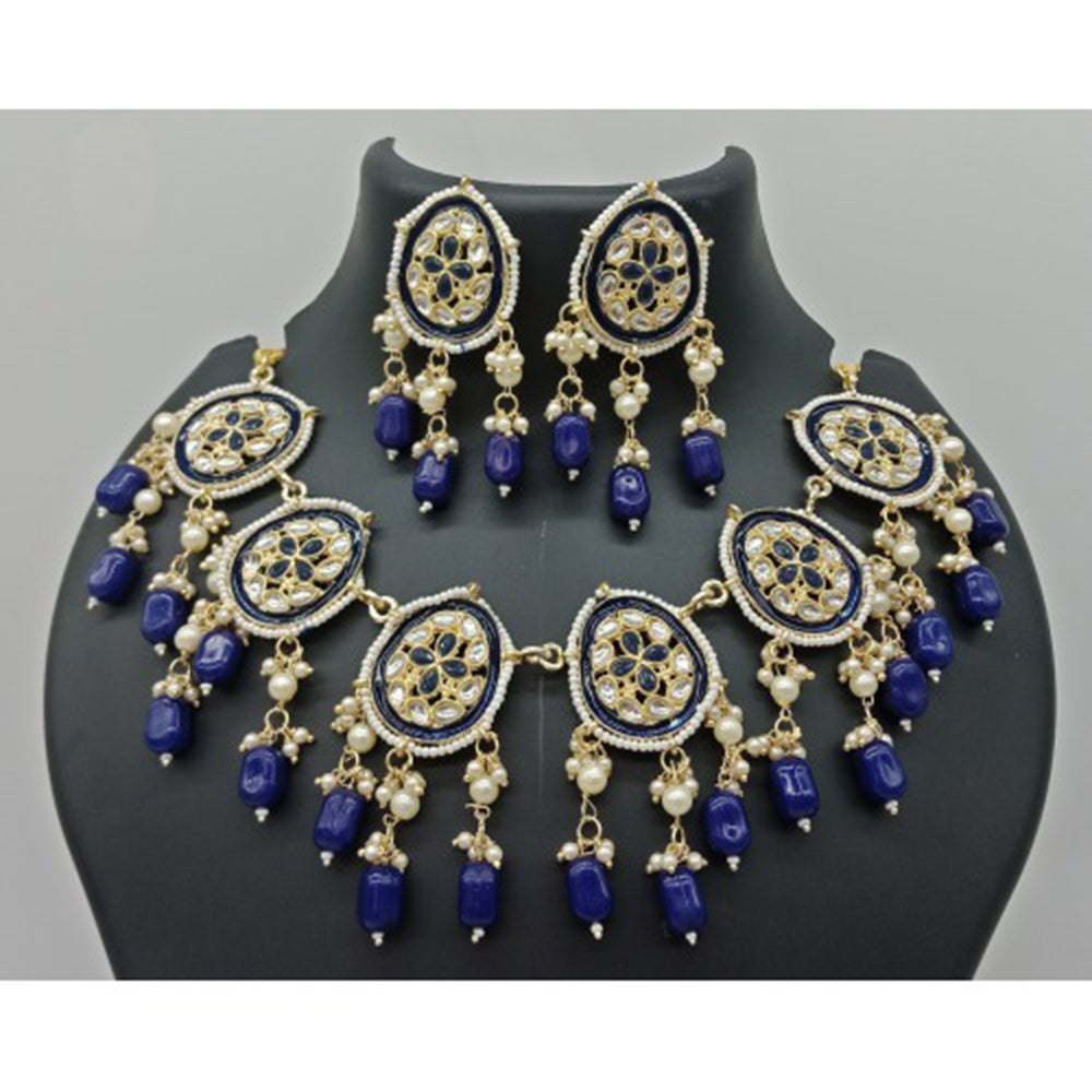 Vaamika Gold Plated Kundan Stone & Beads Necklace Set