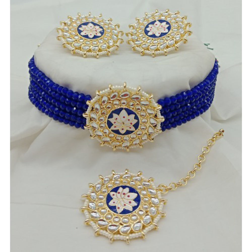 Vaamika Gold Plated Kundan Stone & Beads Necklace Set
