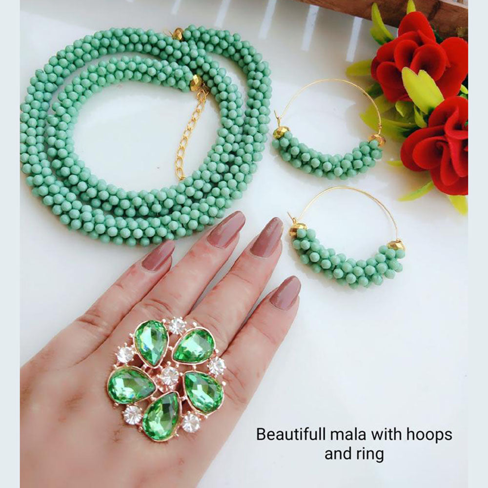 Gold Plated Pearl Necklace Set With Ring