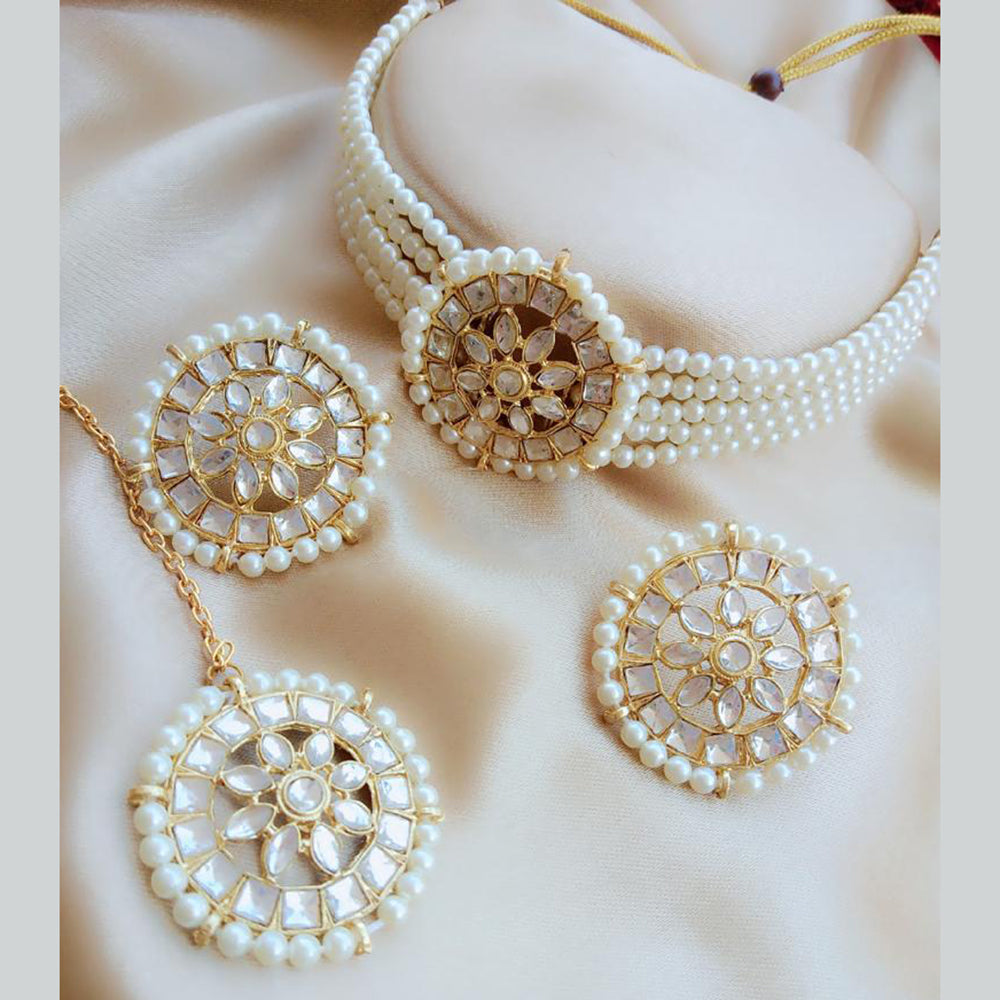Vaamika Gold Plated Kundan Stone Choker Necklace Set