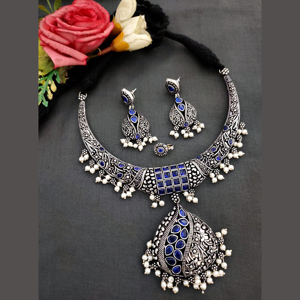 Vaamika Oxidised Plated Choker Necklace Set